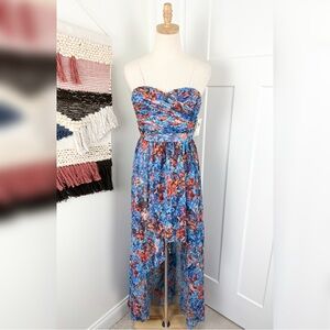 Aidan Mattox Watercolor High Low Dress Blue Sz 0 NWT